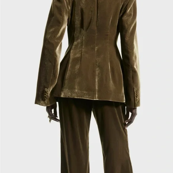 H&M Holiday 2025 Women's Velvet Blazer/Jacket (dark khaki green) size M & L. NWT - Picture 6 of 9